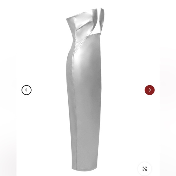 Strapless Leather Maxi Dress In Silver - Picture 5 of 6